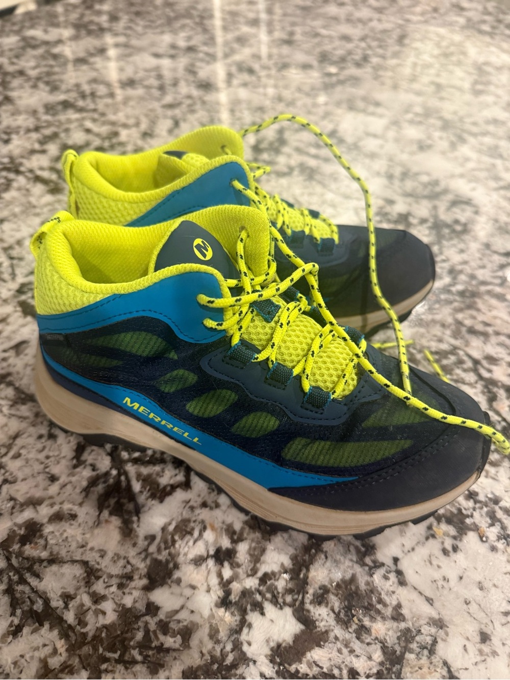 Merrell Kids Neon Yellow & Blue hiking boots floatpro youth 3